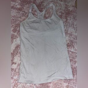 Lululemon Athletica White Ribbed Tank Top